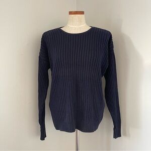 Vintage 80’s Burberry Navy Blue ribbed pullover sweater Unisex size Medium